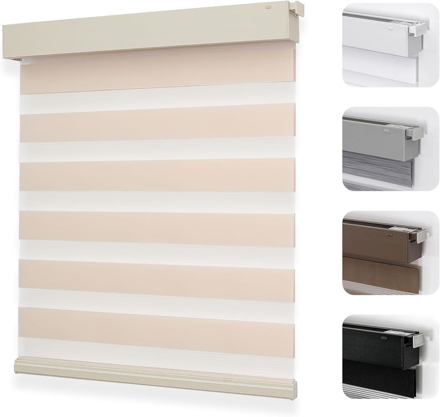Joydeco No Drill Zebra Blinds for Windows - Cordless Day & Night