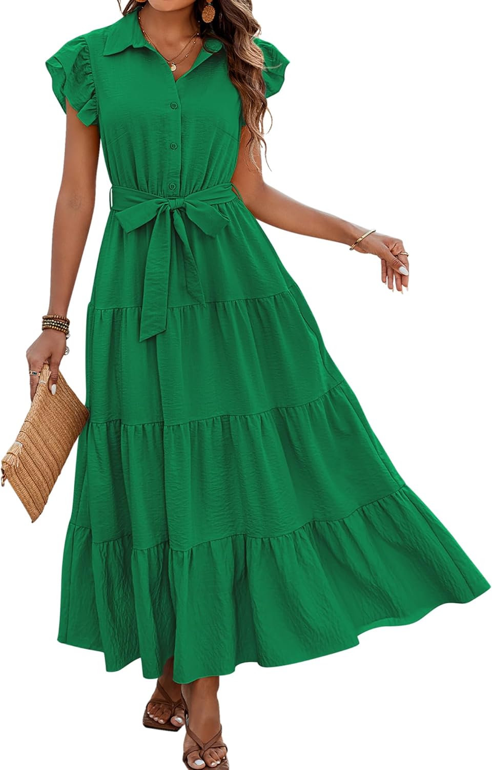 Dowerme Women's Summer Casual Dresses with Pockets and Belt