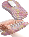 Golden Pink Marble 2in1 Wave Keyboard Wrist Rest and Mouse Pad