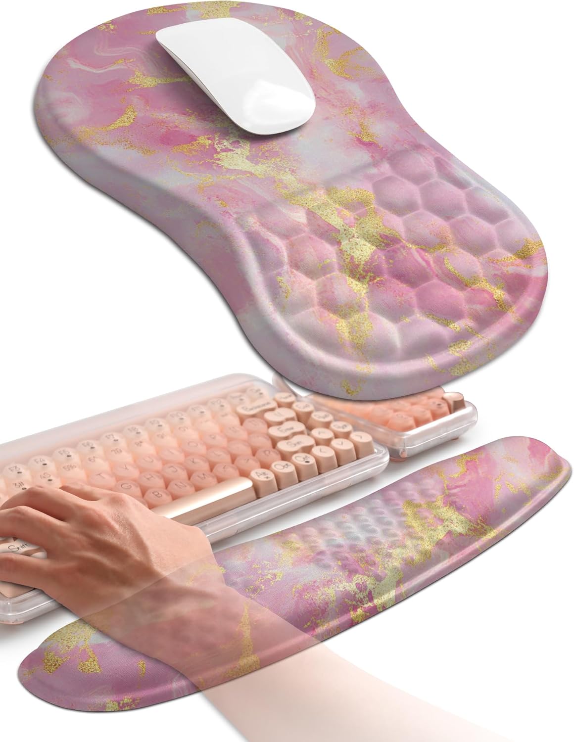 Hokafenle 2in1 Wave Keyboard Wrist Rest and Mouse Pad Support
