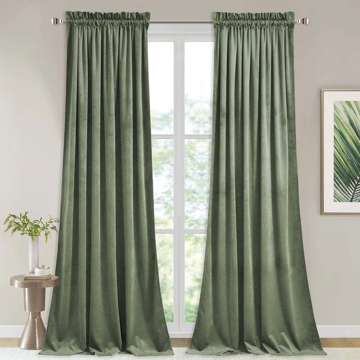 StangH Sage Green Velvet Curtains for Elegant Home Decor