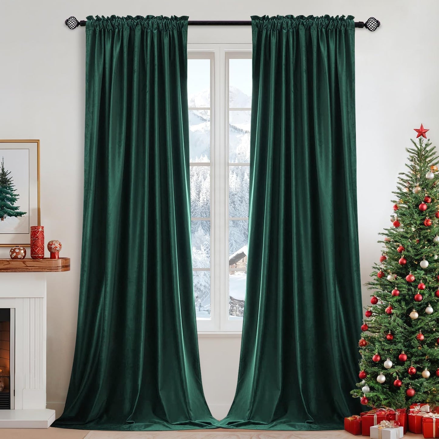 MIULEE Dark Green Velvet Curtains for Elegant Home Decor