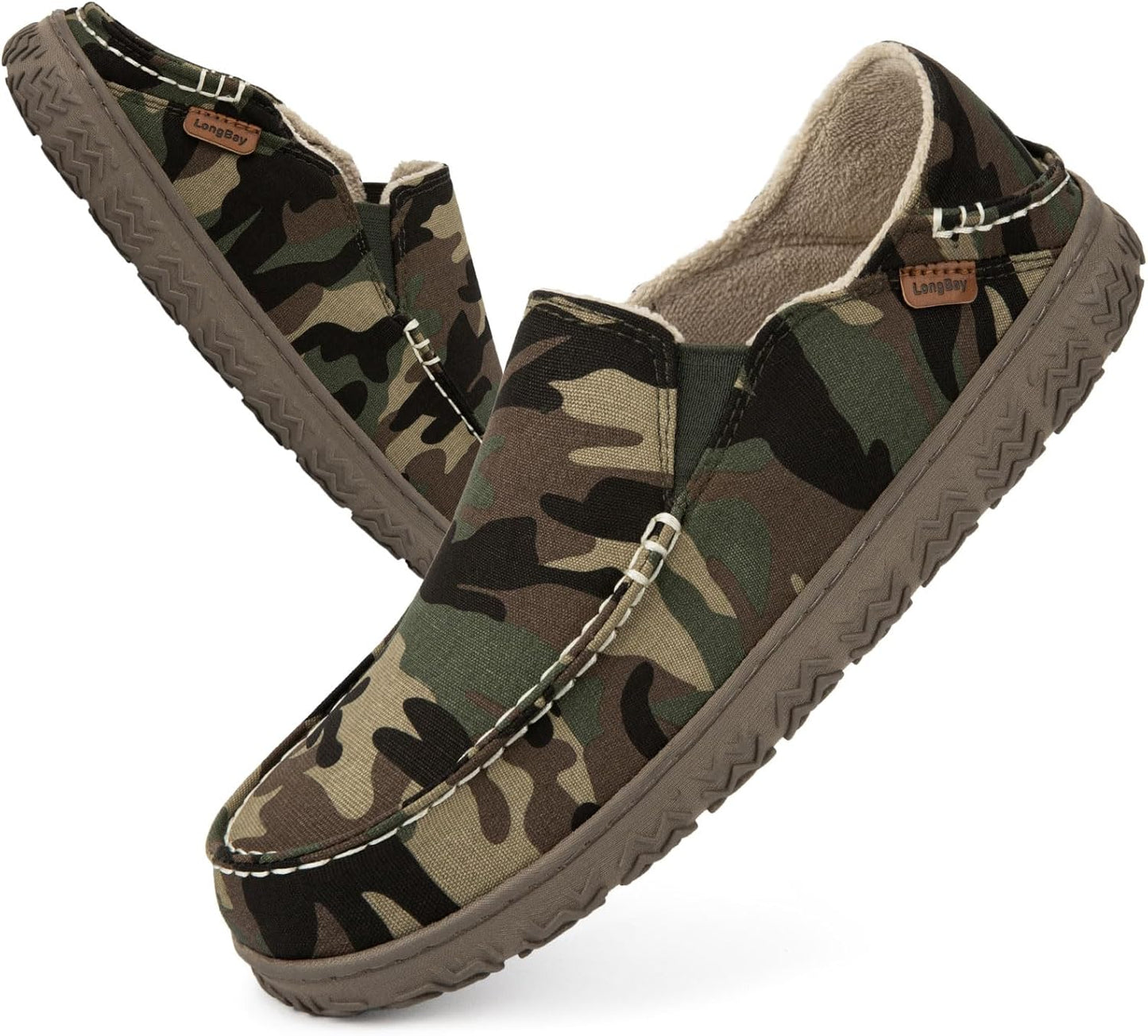 LongBay Men's Moccasin Slippers with Cozy Memory Foam Comfort