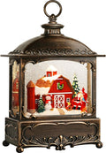 Christmas Snow Globe Lantern Winter Farm Scene - Musical Timer