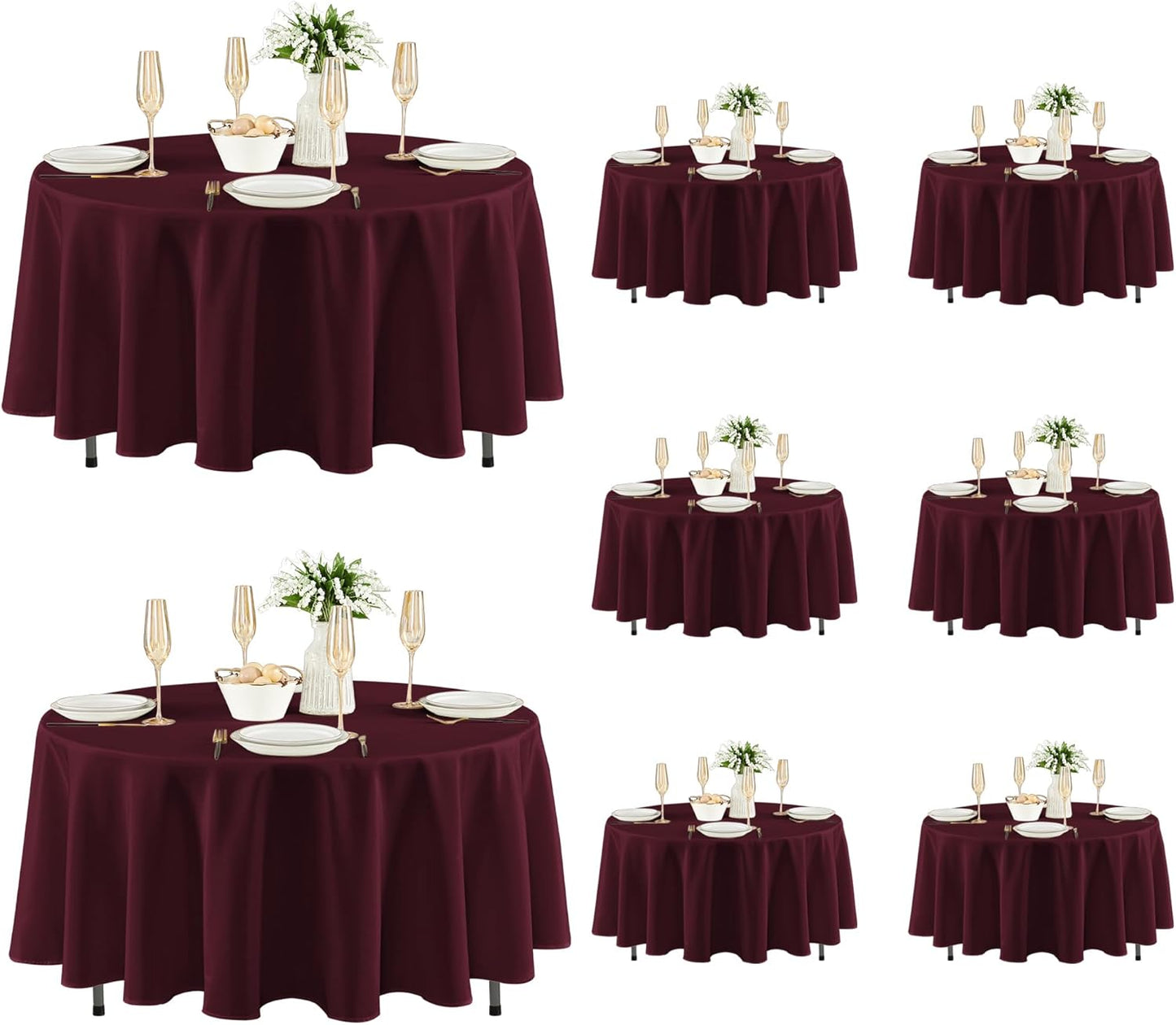 Fitable 8 Pack Round Tablecloths: Stain Resistant & Durable
