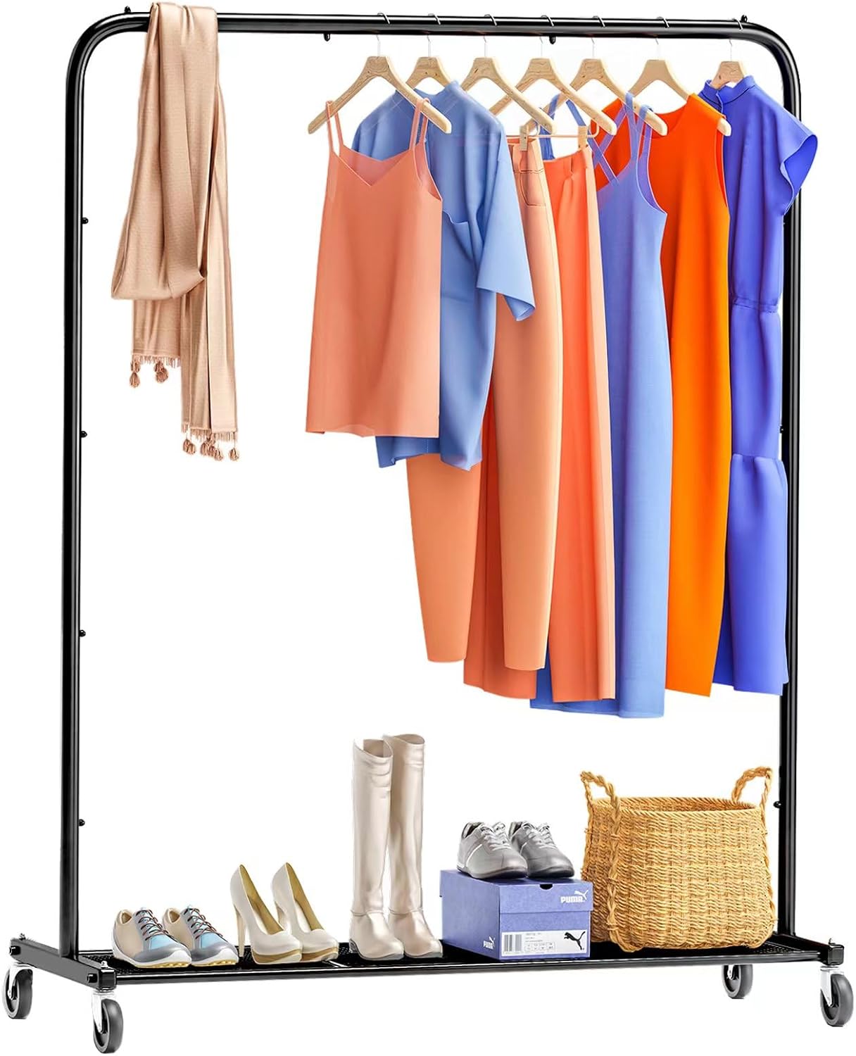 Rolling Clothes Organizer with Mesh Shelves for Easy Mobility