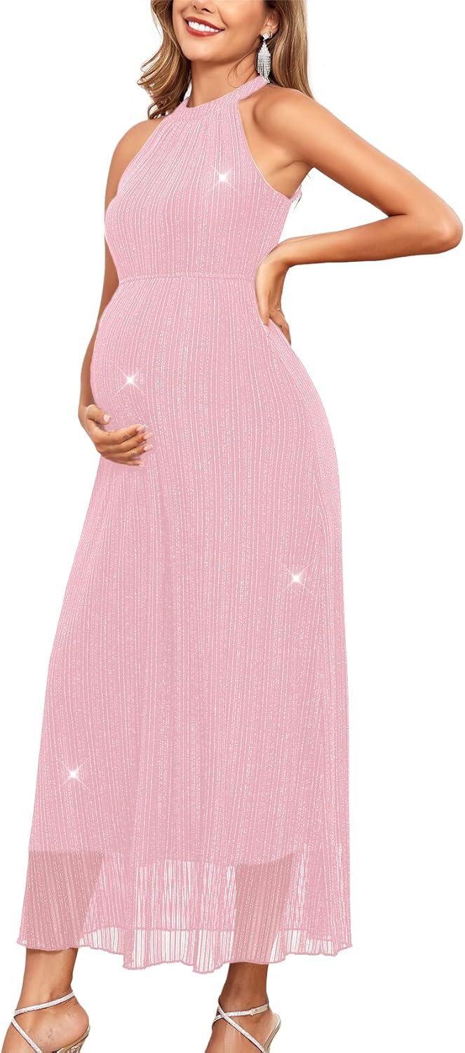 Maternity Sparkly Mesh Dress for Baby Shower and Photoshoot