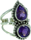 Amethyst Silver Ring for Women - Handmade 925 Sterling Statement