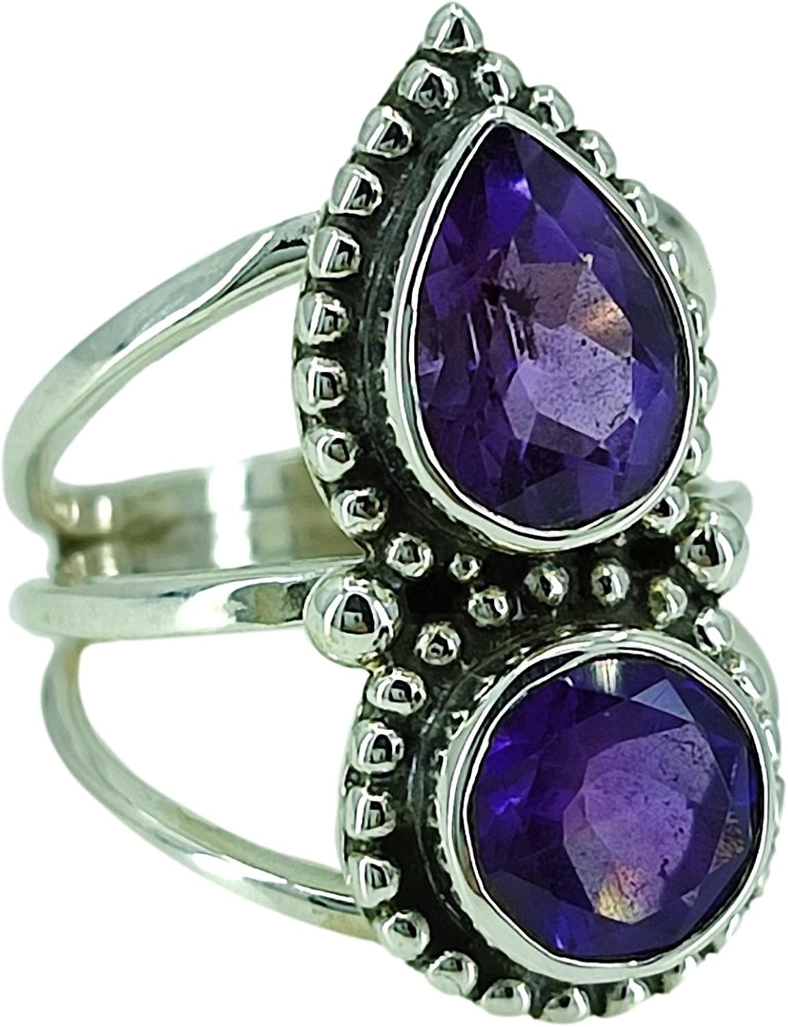 Handmade Amethyst Silver Ring for Women - Boho Jewelry Gift