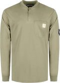 Flame Resistant Henley Shirt for Men 5.5oz Cotton CAT2 - Lightweight