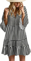 Summer Dresses for Women 2025 Flowy Ruffle V Neck Tiered Babydoll
