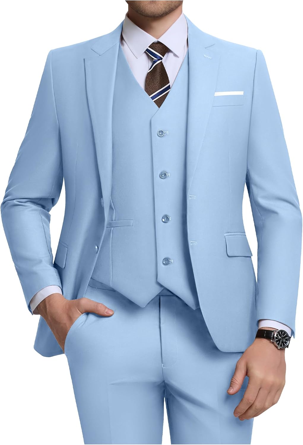 Men's 3 Piece Slim Fit Suit Set for Weddings and Business Events