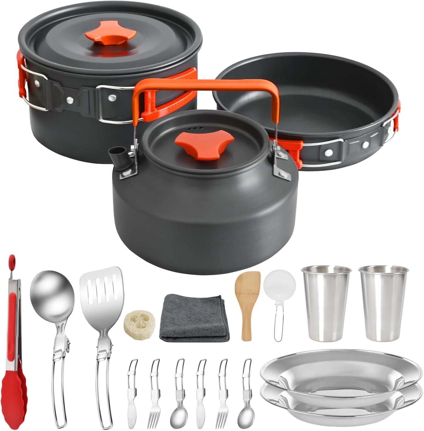 Portable Cookware Set with 1.1L Kettle - JUSFANE