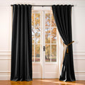 Lazzzy Velvet Black Curtains 84 in Long Blackout Drapes - Thermal
