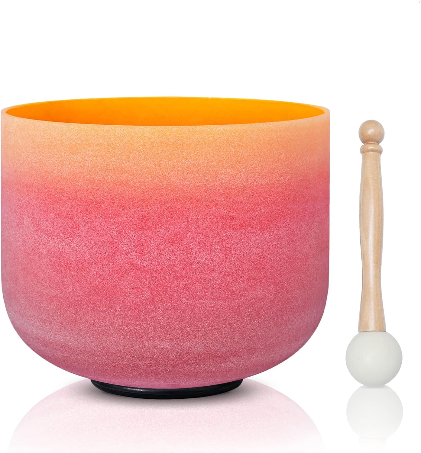 440HZ 8 Inch Rainbow Colored E Note Singing Bowl for Healing