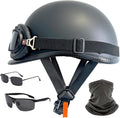 Motorcycle Half Helmet with Sunglasses Visor - DOT Approved Comfort