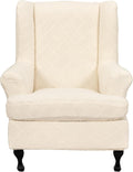 Wingback Chair Slipcover 2-Piece Stretch Jacquard - Full Protection