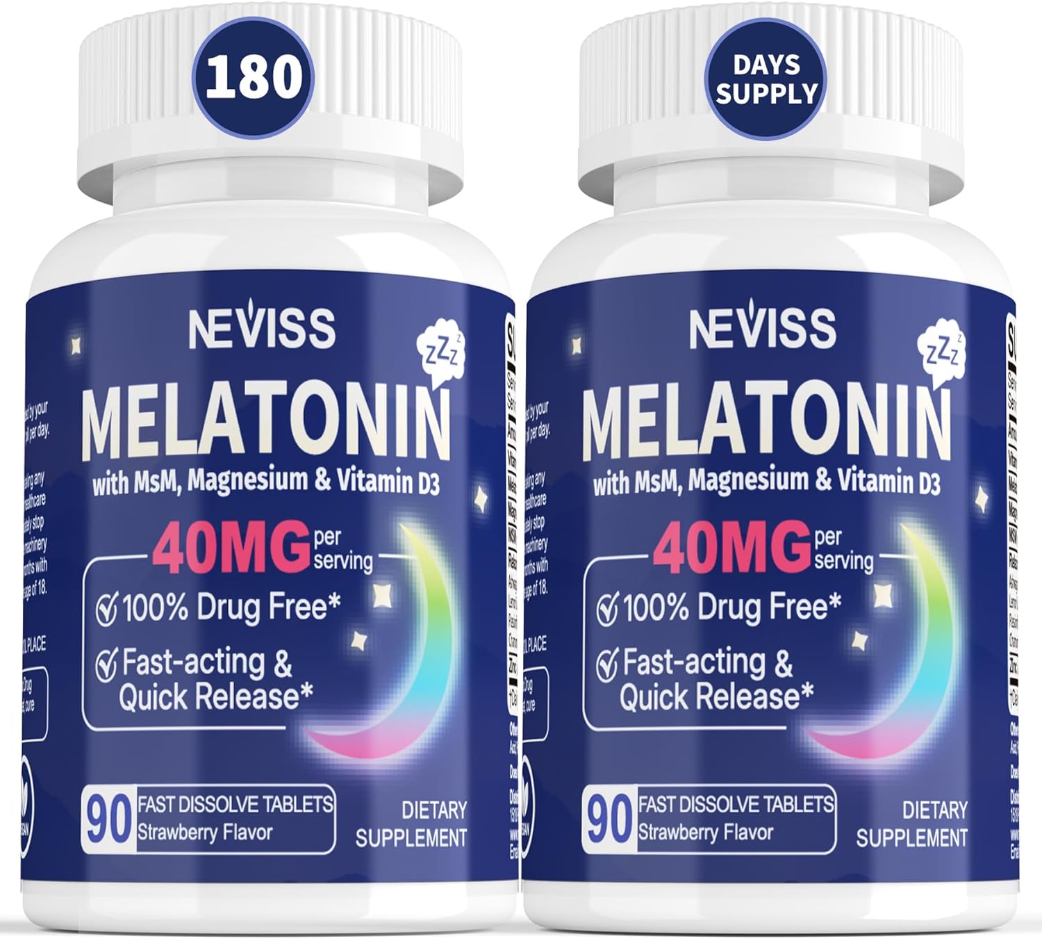 Melatonin 40 mg Fast Dissolve Chewable Sleep Supplement for Rest