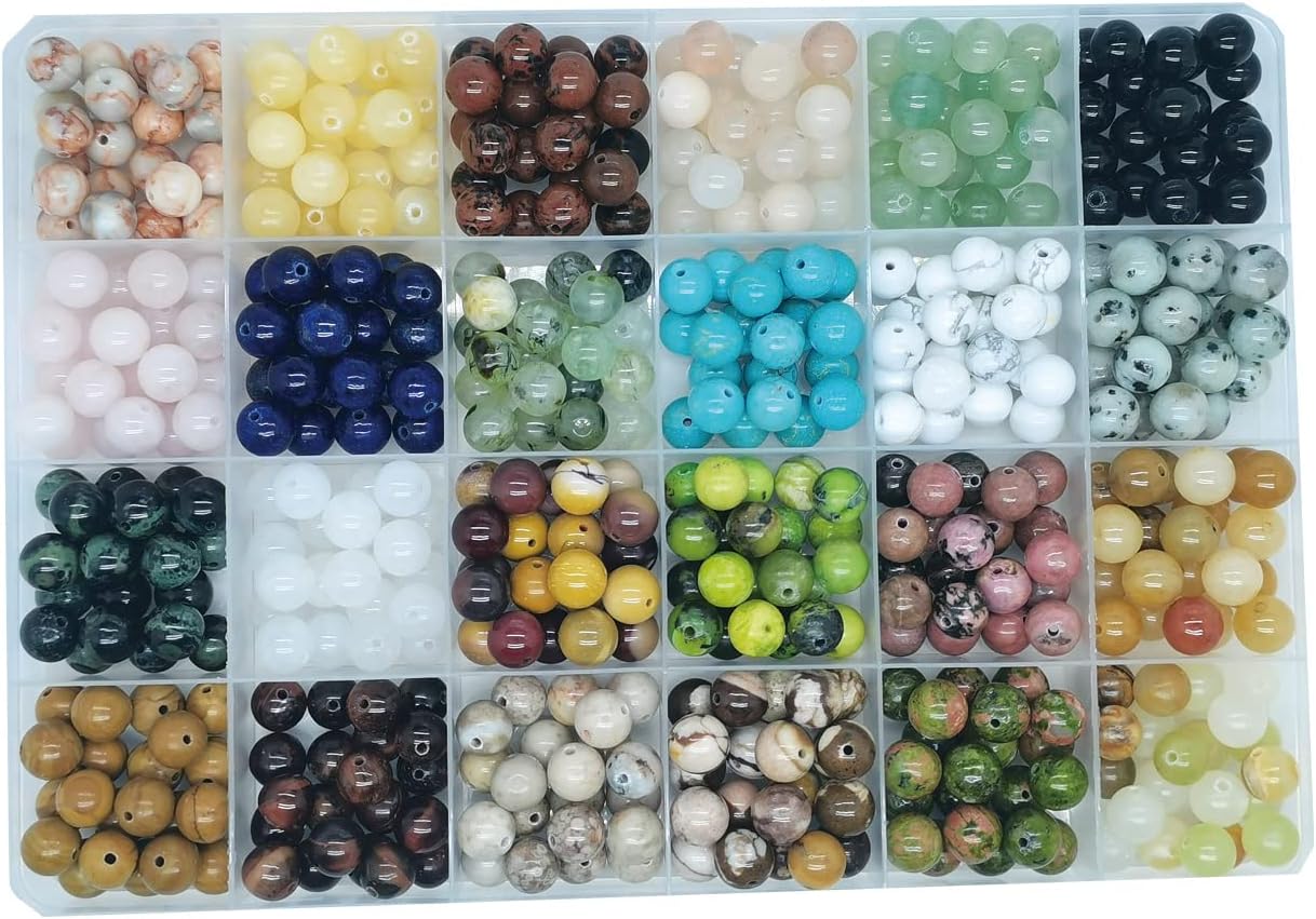 504pcs 8mm Natural Round Stone Beads for Jewelry Making