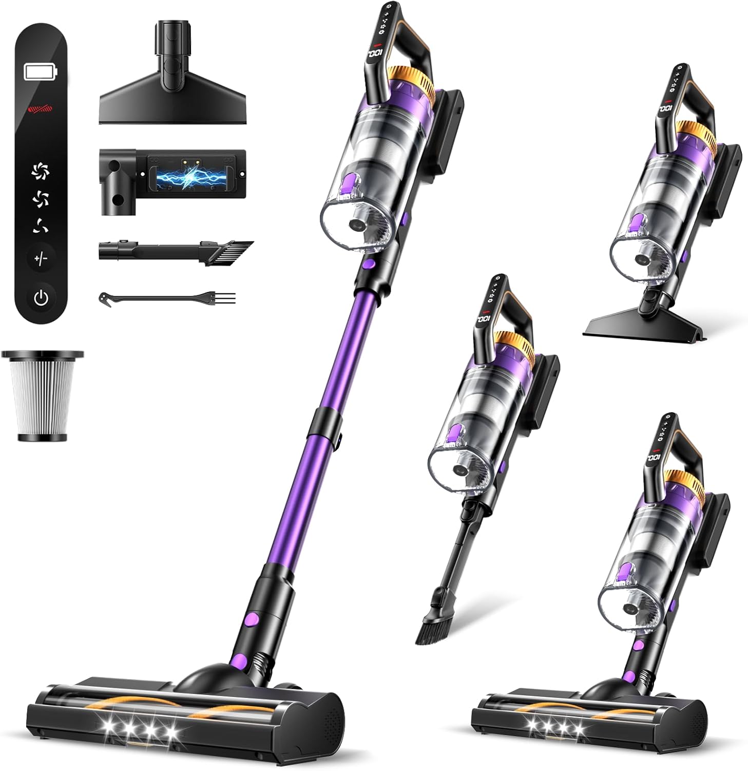 Cordless Vacuum Cleaner with 580W Power and 65 Min Runtime
