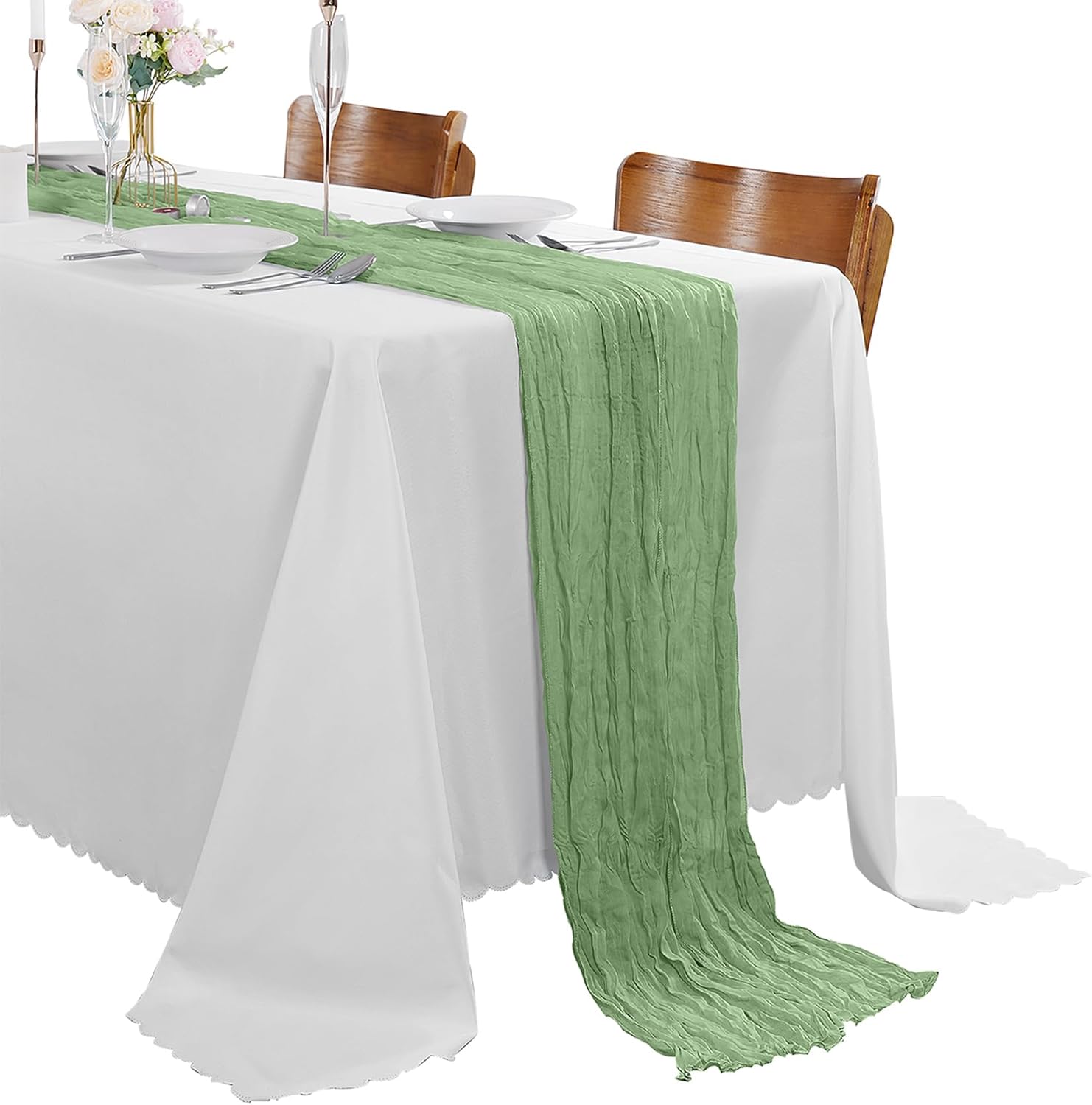 30 Pack Sage Green Cheesecloth Table Runner for Elegant Events