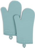 Ribbed Soft Silicone Oven Mitt 2-Pack, Mineral Water Aqua - Heat Safe