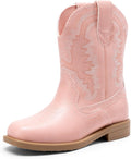 Kids Cowboy Boots Square Toe Mid Calf - Soft PU Leather Comfort