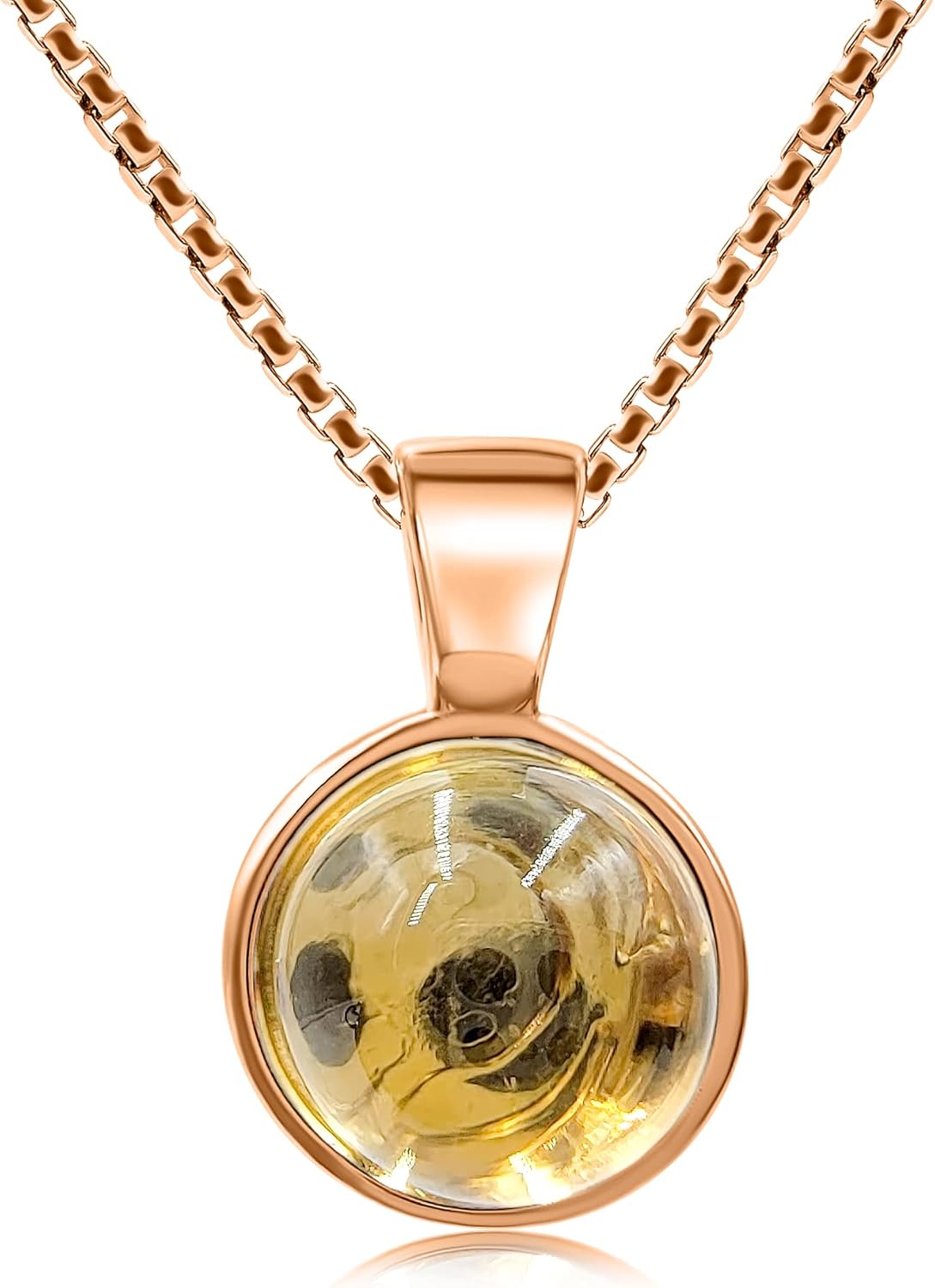 Real Gemstone 8mm Bezel Pendant Chain Necklace for Her