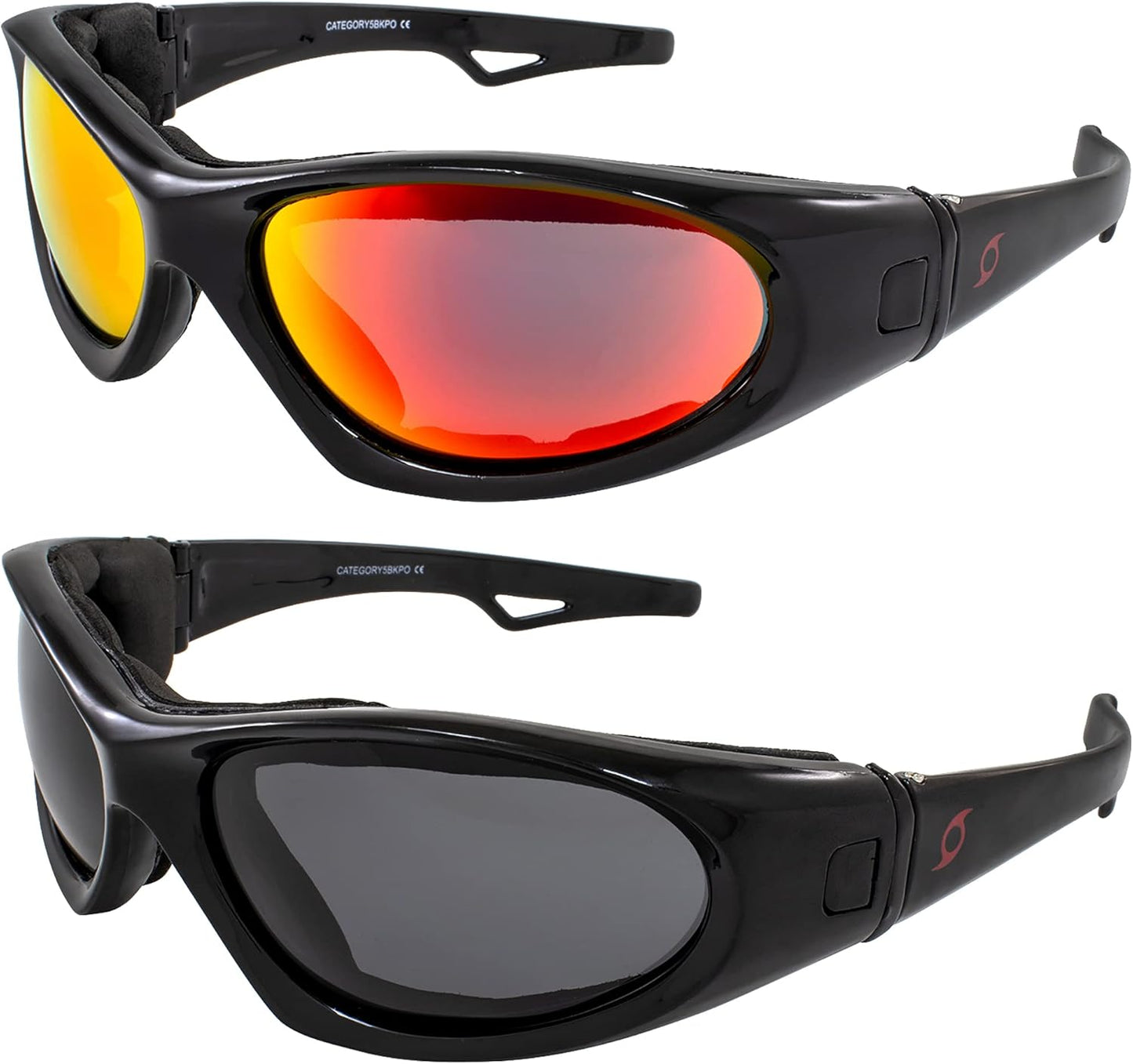 Float-Ready Sunglasses: 2 Pairs Black/Red Mirrored