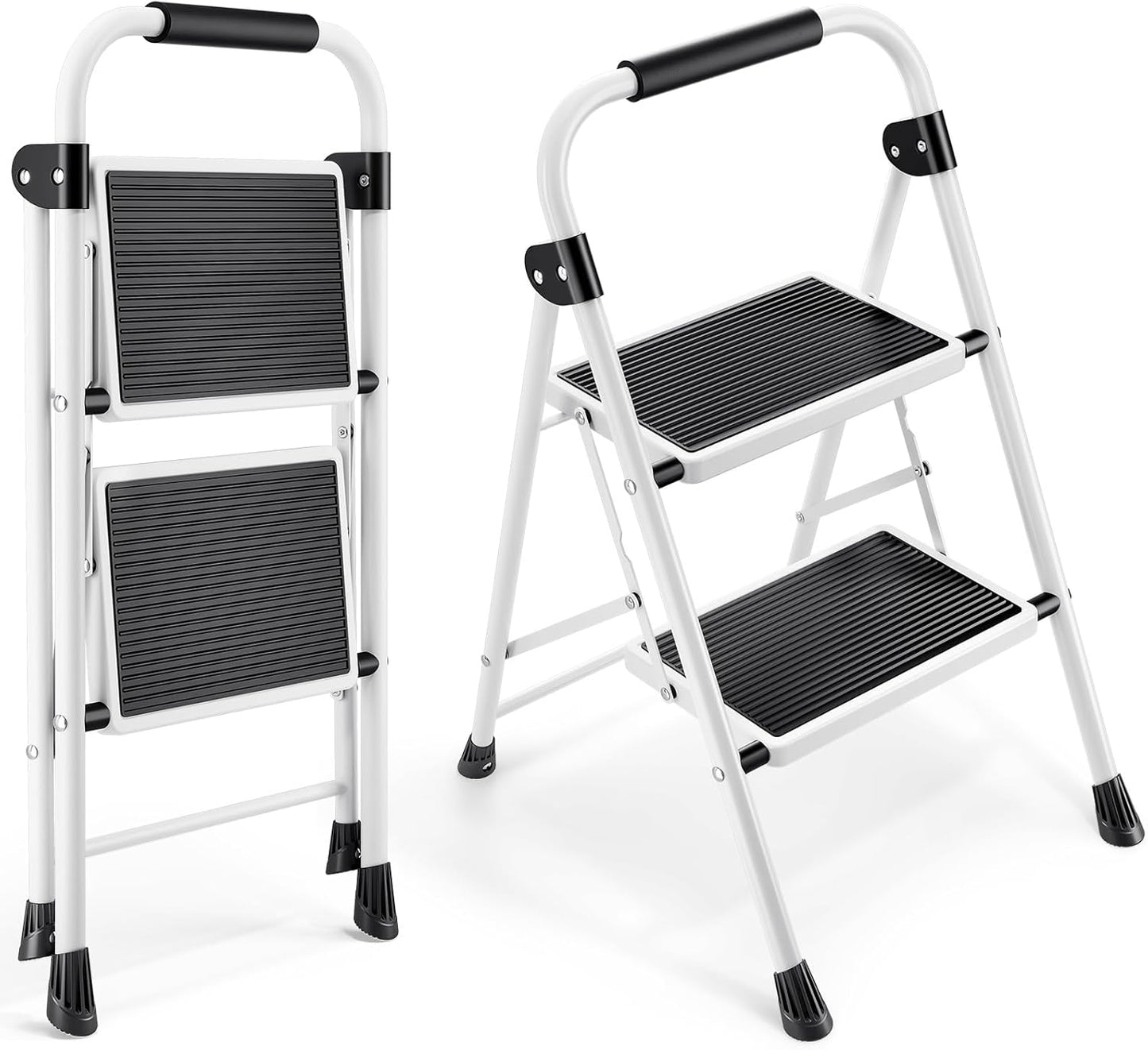 KINGRACK 2 Step Ladder with Anti-Slip Pedals and Handrails
