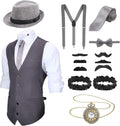 1920s Mens Costume Roaring Outfit with Vest Hat Pocket Watch our