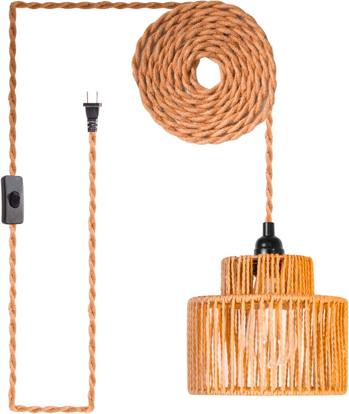 Rattan Hanging Lights with Plug in Cord for Cozy Ambiance