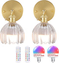 Vintage Battery Operated Wall Sconce Set of 2 - Rechargeable Remote