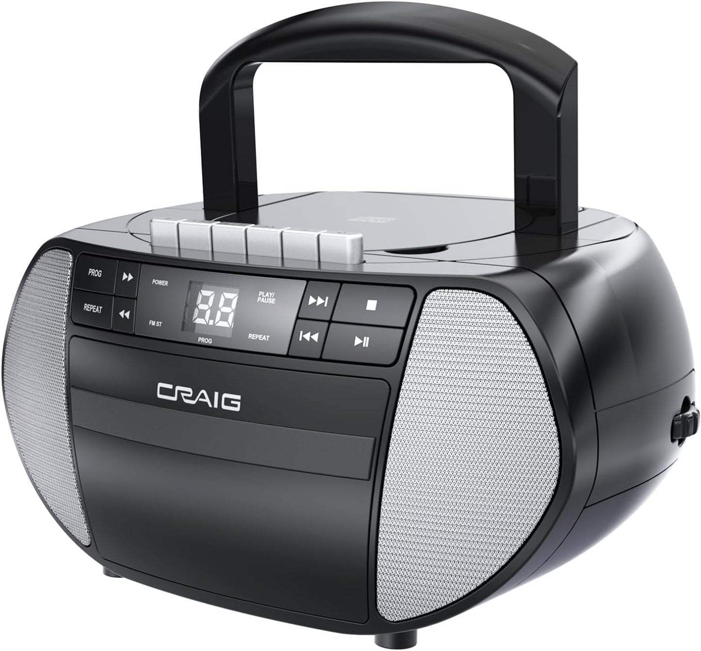 Craig Portable Top-Loading CD Boombox with Cassette Player