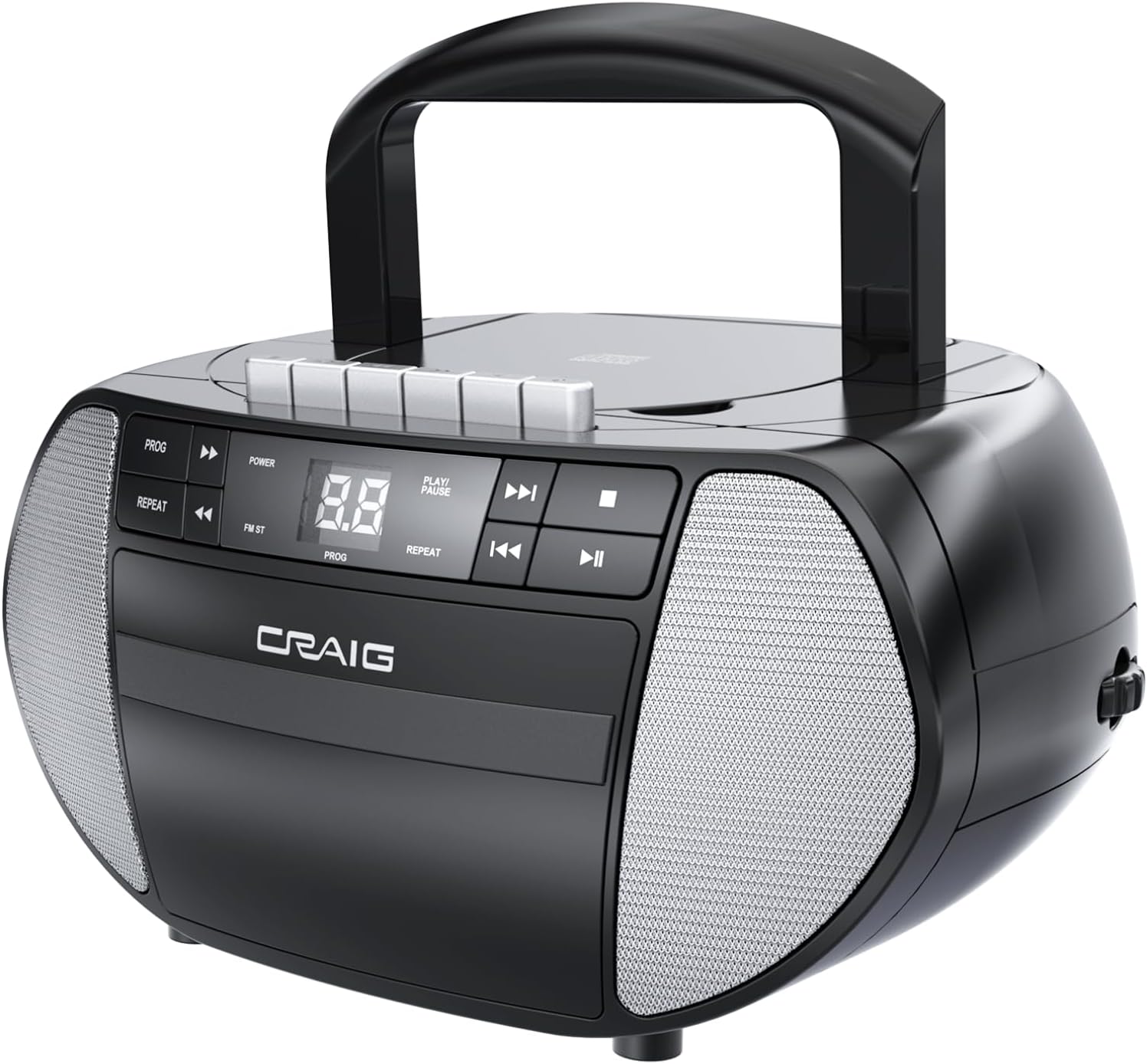 Craig Portable Top-Loading CD Boombox with Cassette Player