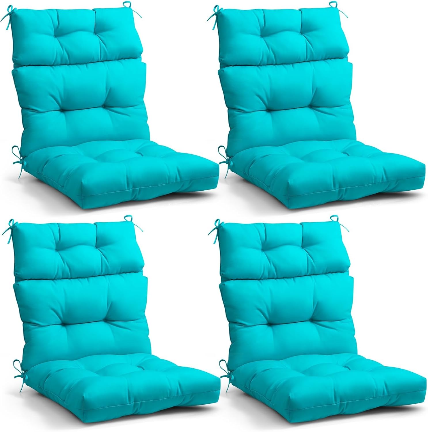 EAGLE PEAK Tufted High Back Patio Chair Cushions Set of 4