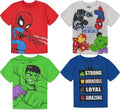 Marvel Graphic T-Shirts 4 Pack for Toddler Boys - Fun Designs