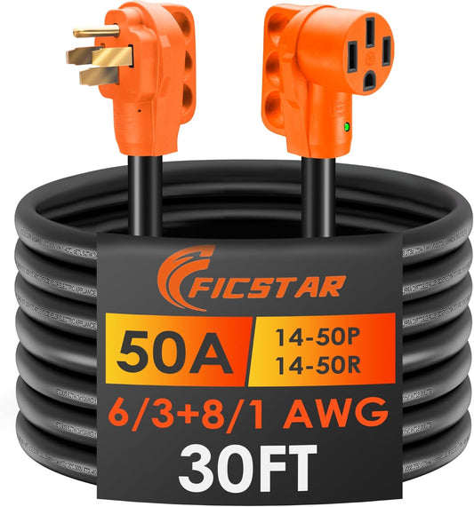 30FT 50 Amp RV Extension Cord with Grip Handle for Safety