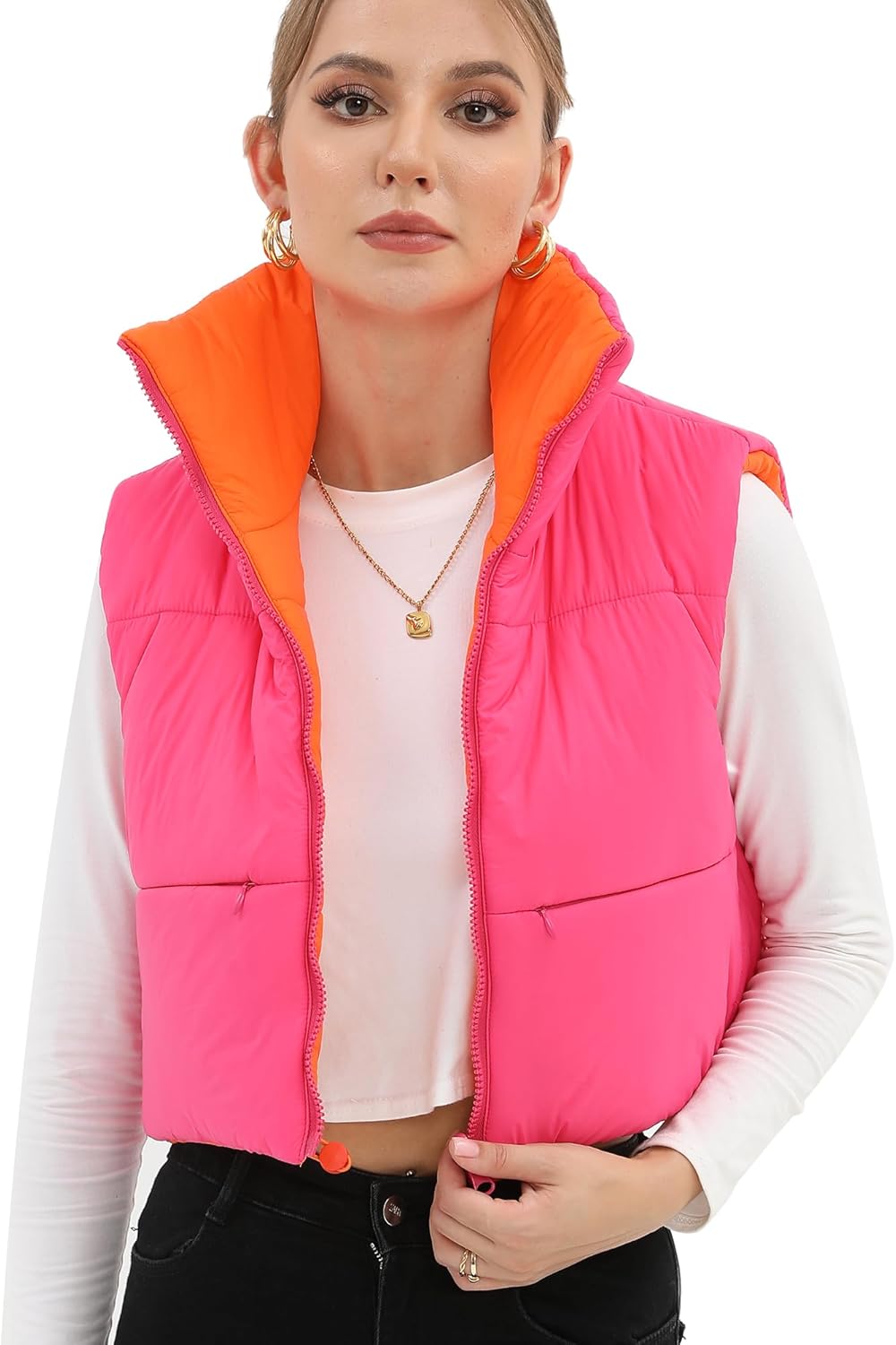 Quilted Lightweight Women's Vest with Zip Pockets for Comfort