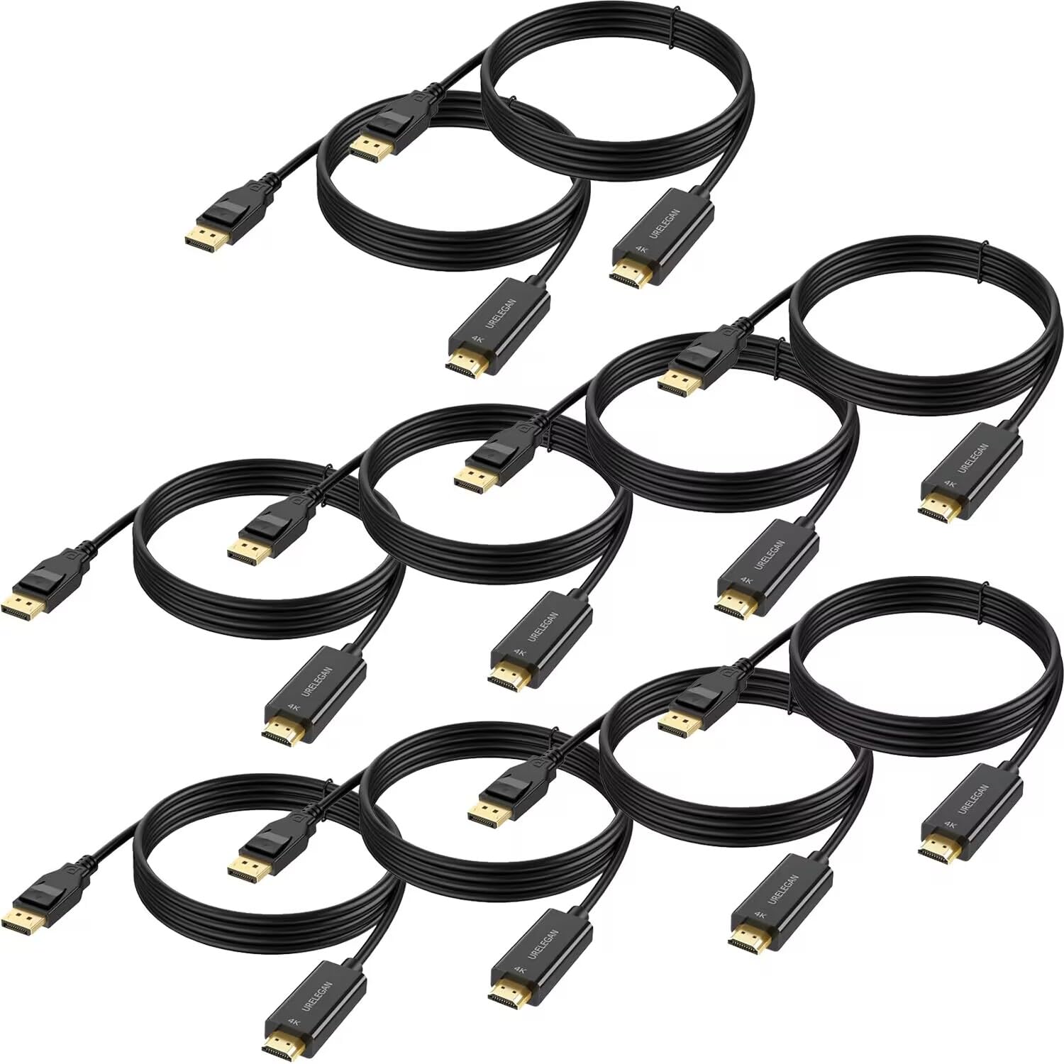 DisplayPort to HDMI Cable 6ft 10-Pack for 4K UHD Experience