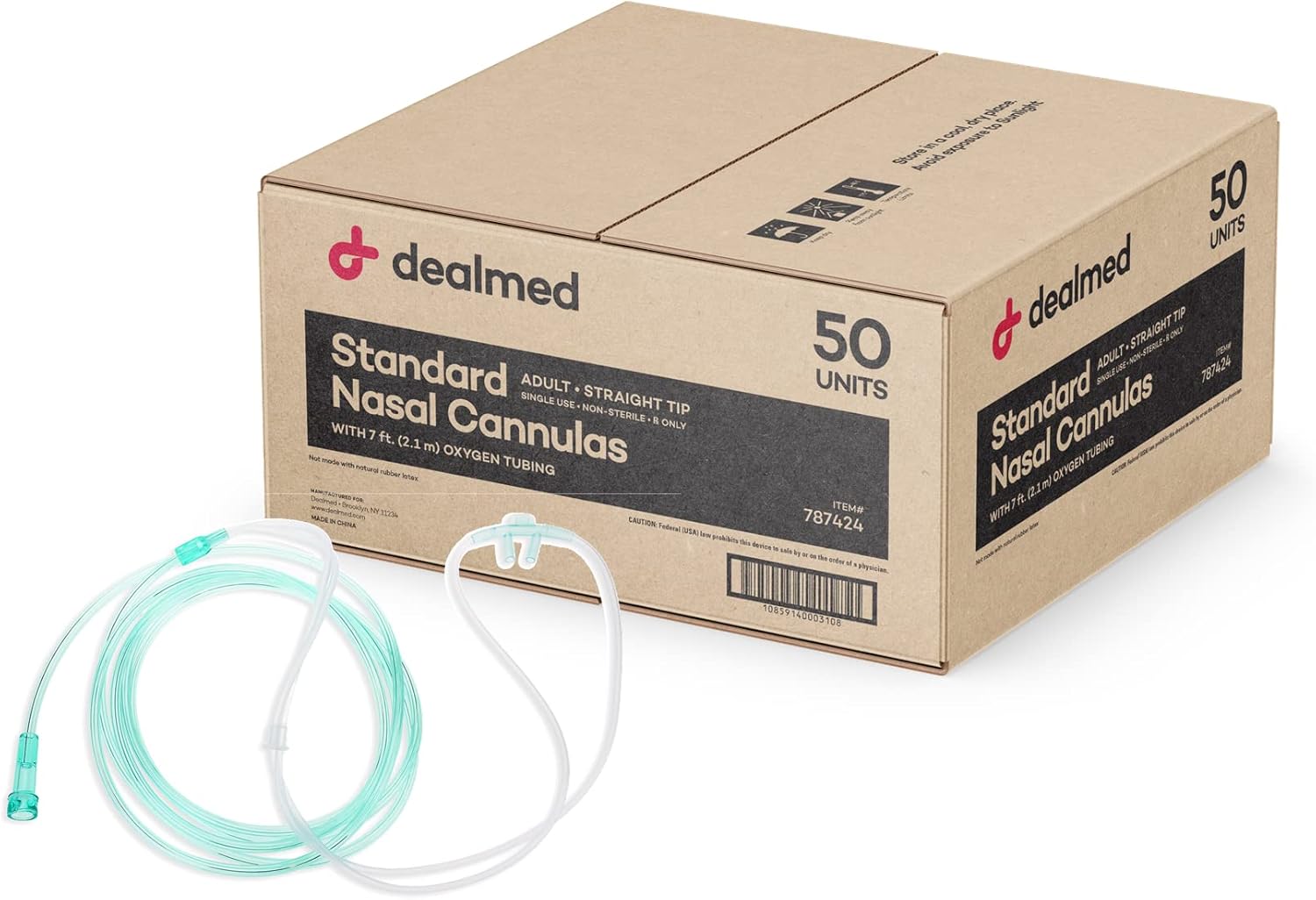 Dealmed Adult Standard Nasal Cannula for Oxygen Delivery 50 Pack