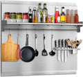 30x24 Inch Stainless Steel Stove Backsplash with Shelf & Hooks