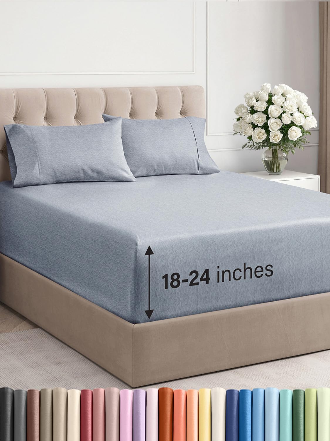 Extra Deep Pocket King Sheets - Soft & Breathable 4 Piece Set