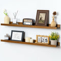 Picture Ledge Wall Shelves 36 in Width Set of 2 - Rustic Solid Pine