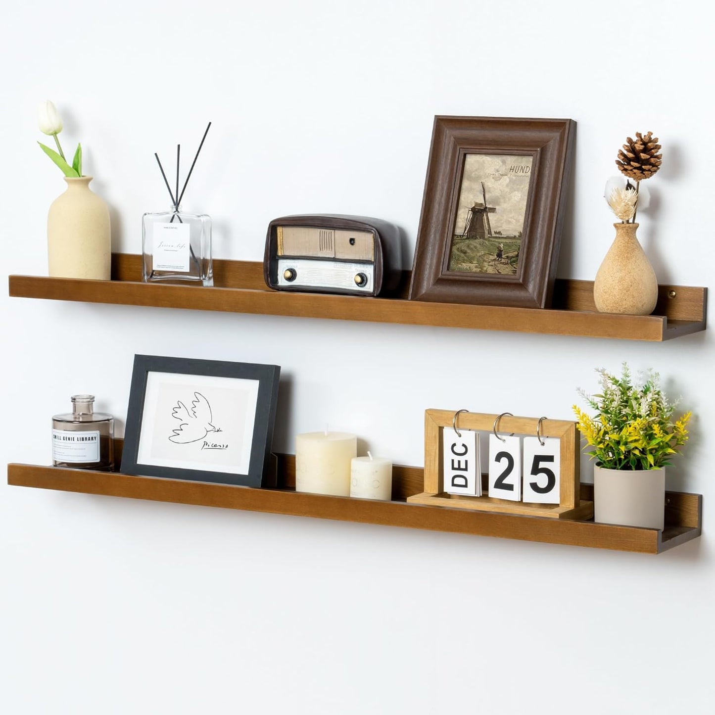 Picture Ledge Wall Shelves Set of 2 for Home Decor and Storage