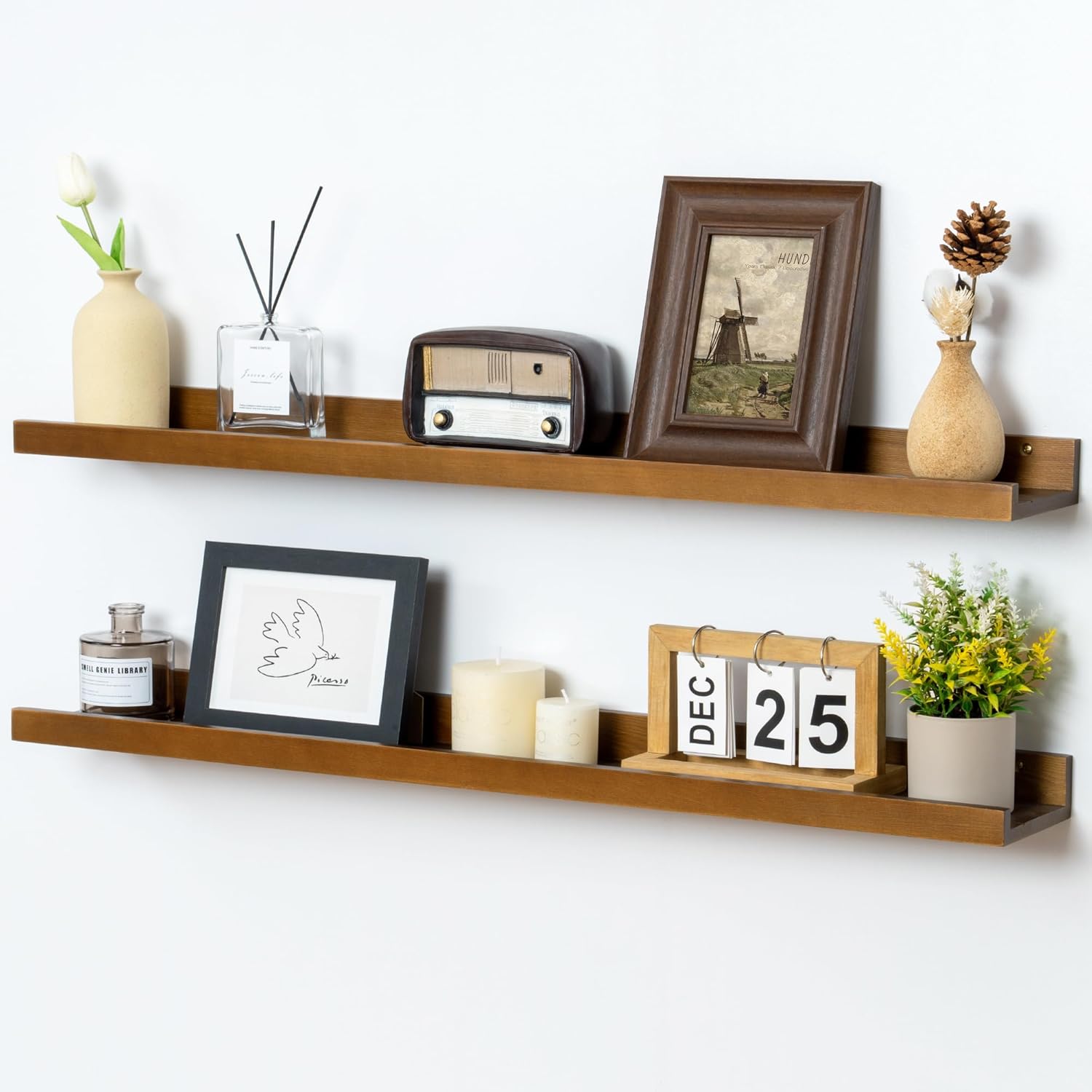 Picture Ledge Wall Shelves Set of 2 for Home Decor and Storage