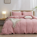 Duvet Cover Set 100% Washed Cotton Linen Feel King - Soft, Lightweight