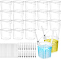 Clear Plastic Rum Buckets 40 Sets with Straws & Syringes - Party Kit