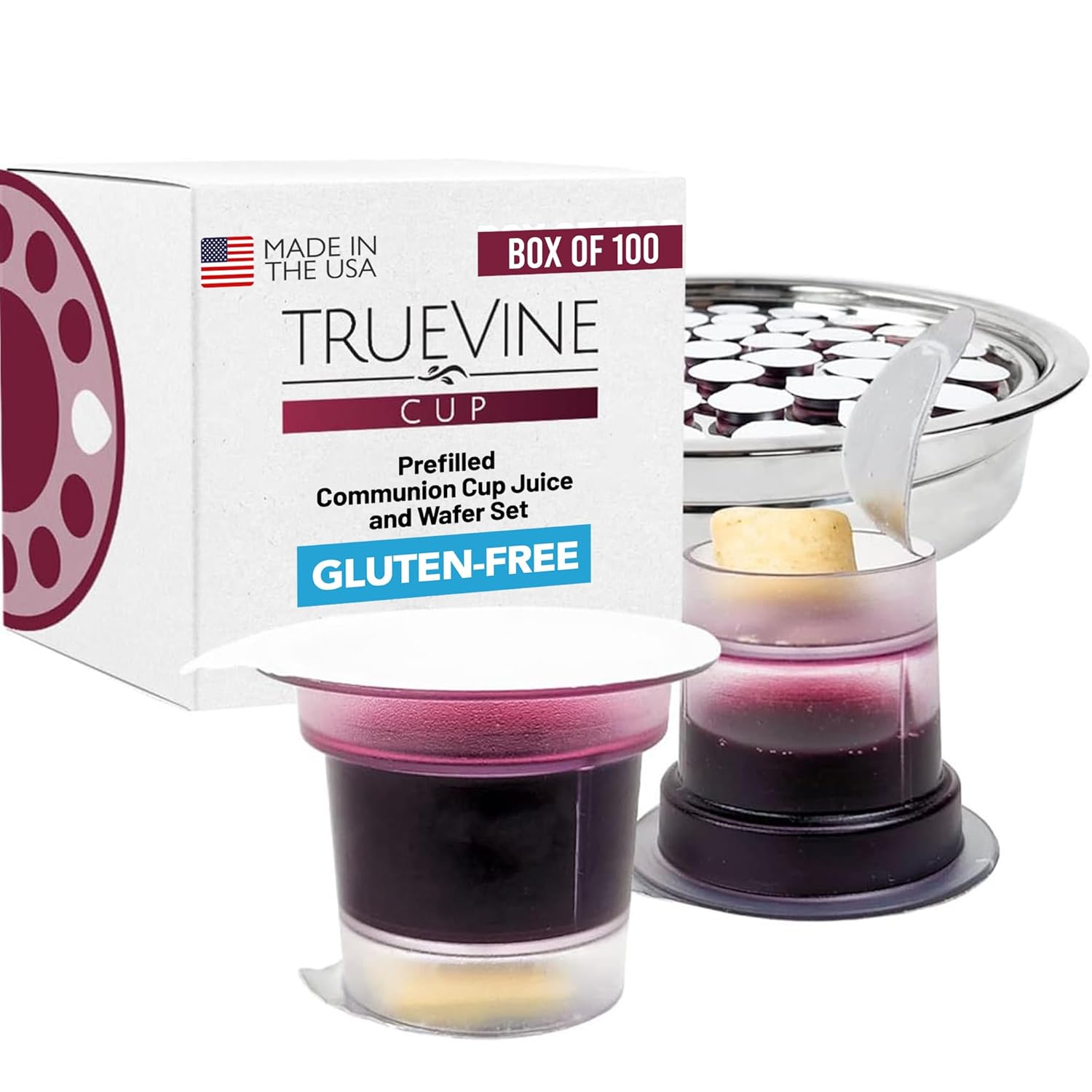 TrueVine Communion Cups and Wafer Set - Perfect for Services