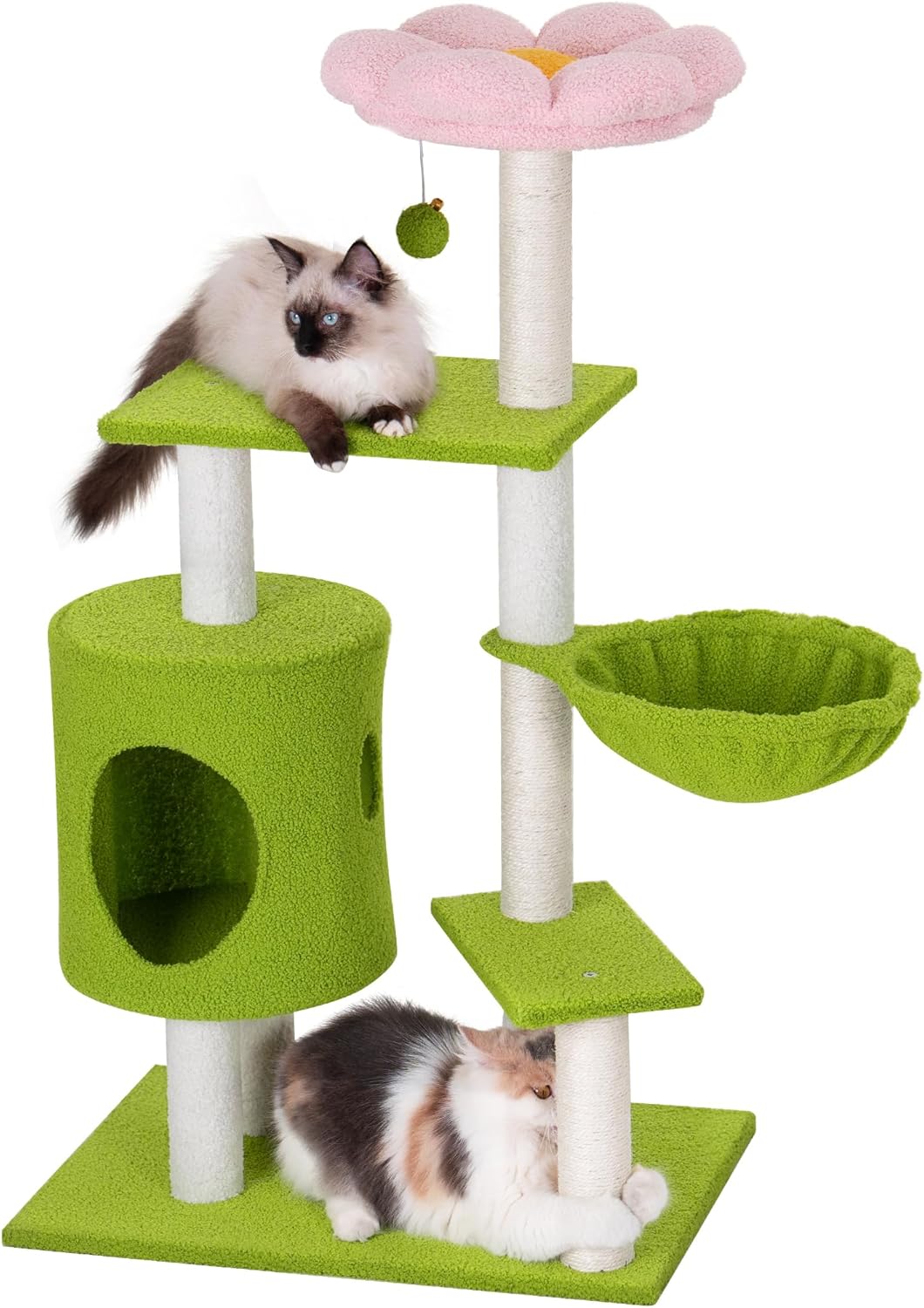 41.2 Flower Cat Tree with Cozy Condo and Scratching Posts